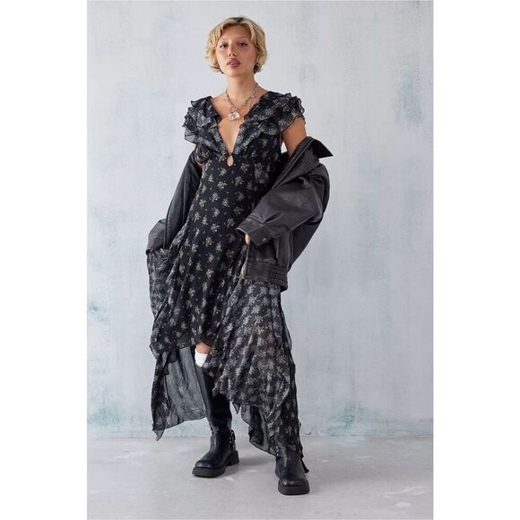 Free People Joaquin Floral-Print Chiffon Midi Dress $219 Size XS - Picture 2 of 15